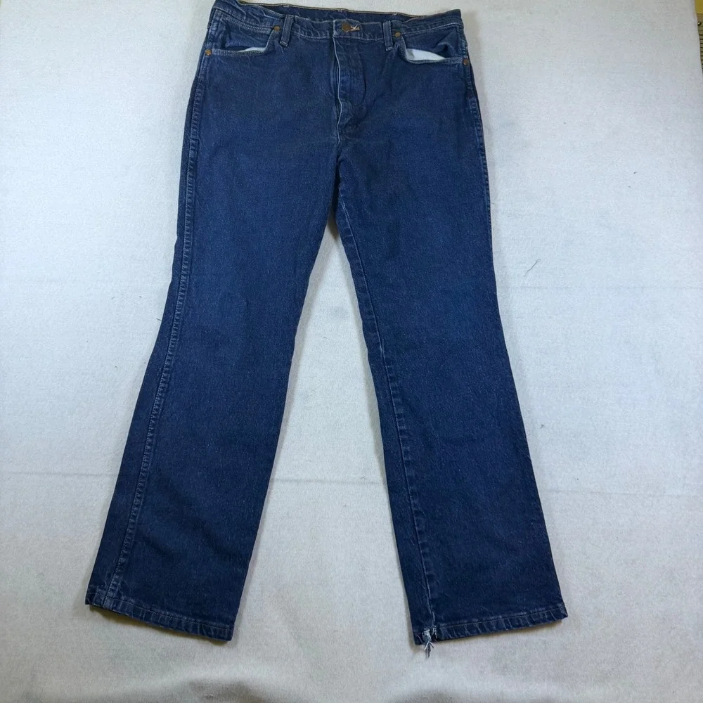 Wrangler 937STR Cowboy Cut Slim Fit Jeans Mens 36x30 Dark Wash Indigo Denim